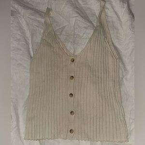 BP cream knit tank with buttons